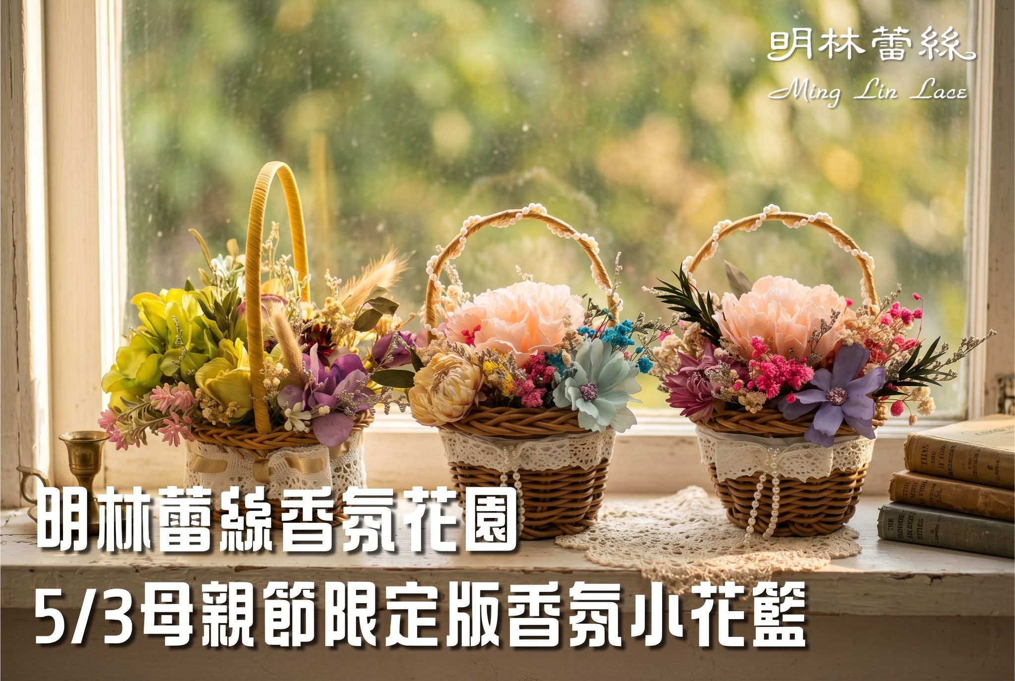 明林蕾絲母親節限定版香氛小花籃作品